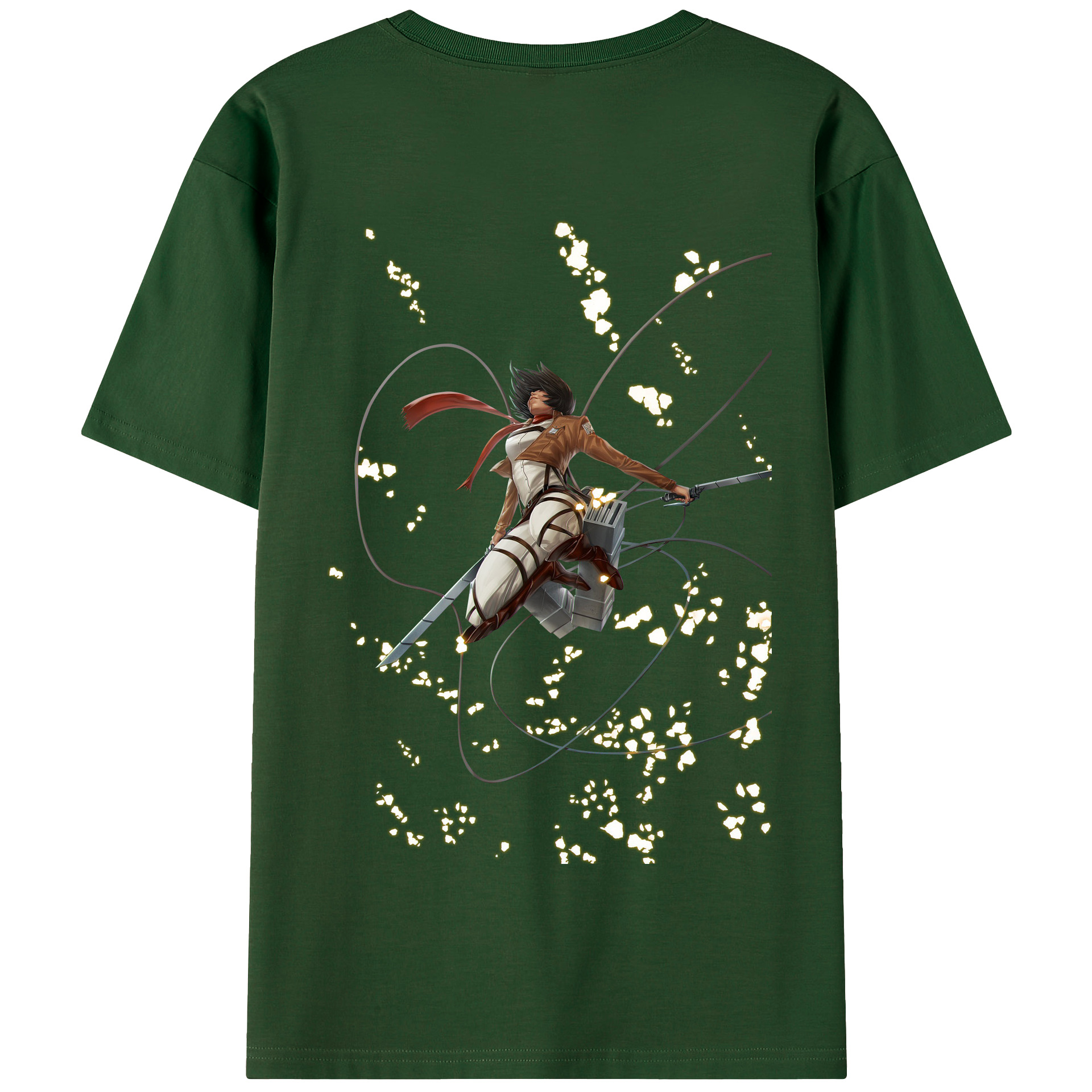 （画像用） 進撃の巨人 ミカサ·アッカーマン Attack on Titan Mikasa Ackerman 綿100％半袖Tシャツ（背面プリント）